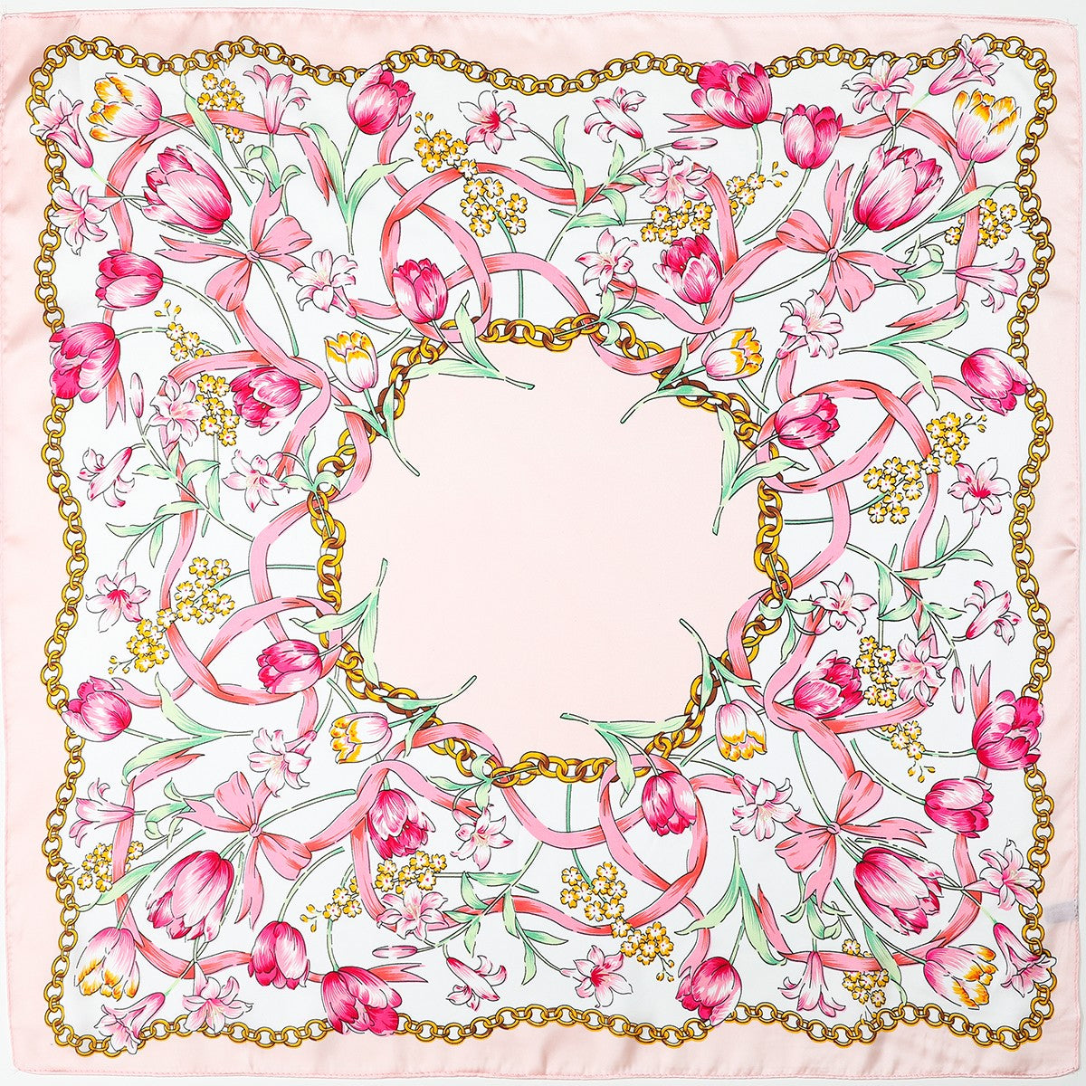 Large Pink Floral Chain Bandana Scarf