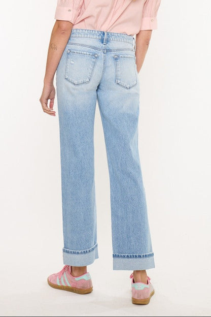 Low Rise Straight Leg Light Washed Denim