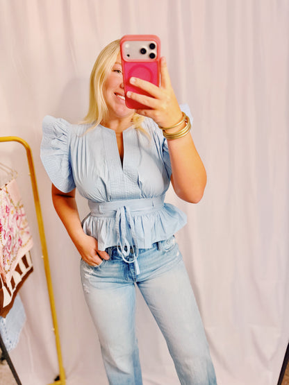 Latain’s Flutter Sleeve Poplin Top
