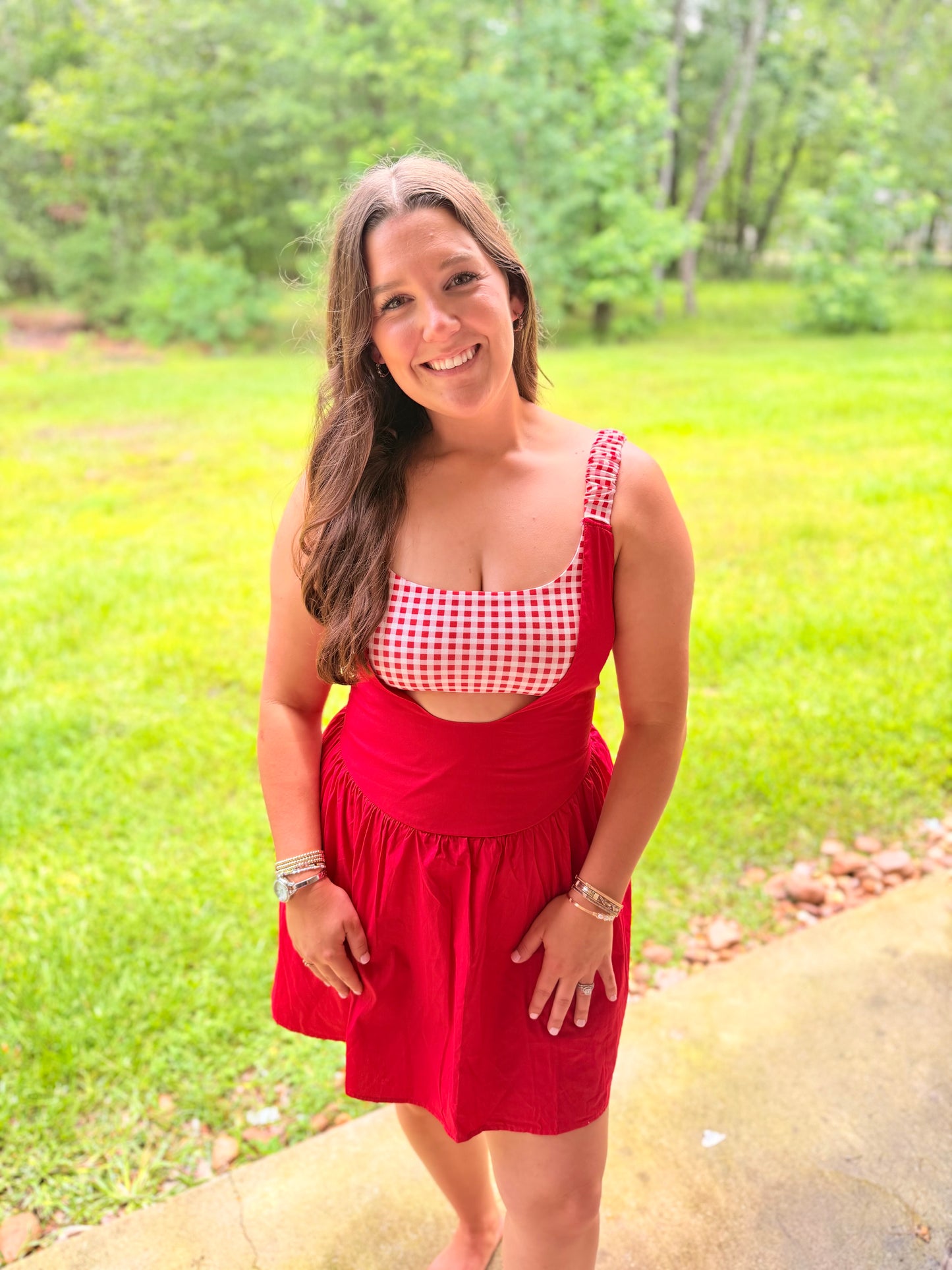 Red Gingham Mini Dress