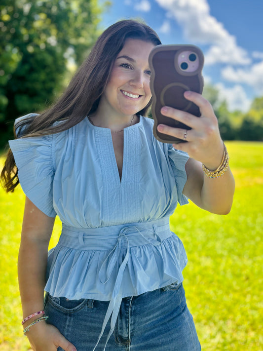 Latain’s Flutter Sleeve Poplin Top