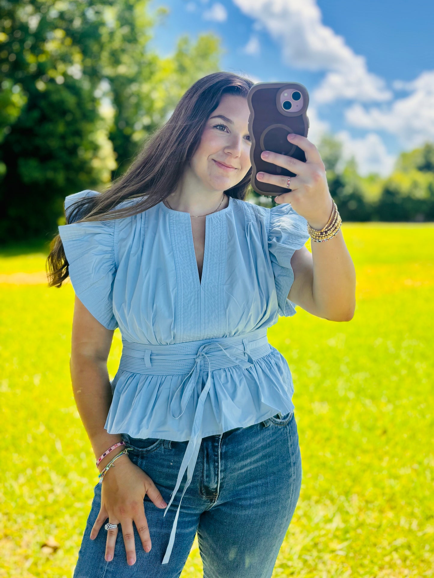 Latain’s Flutter Sleeve Poplin Top