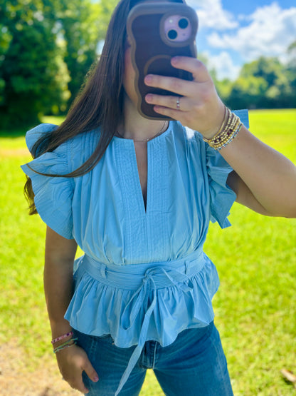 Latain’s Flutter Sleeve Poplin Top