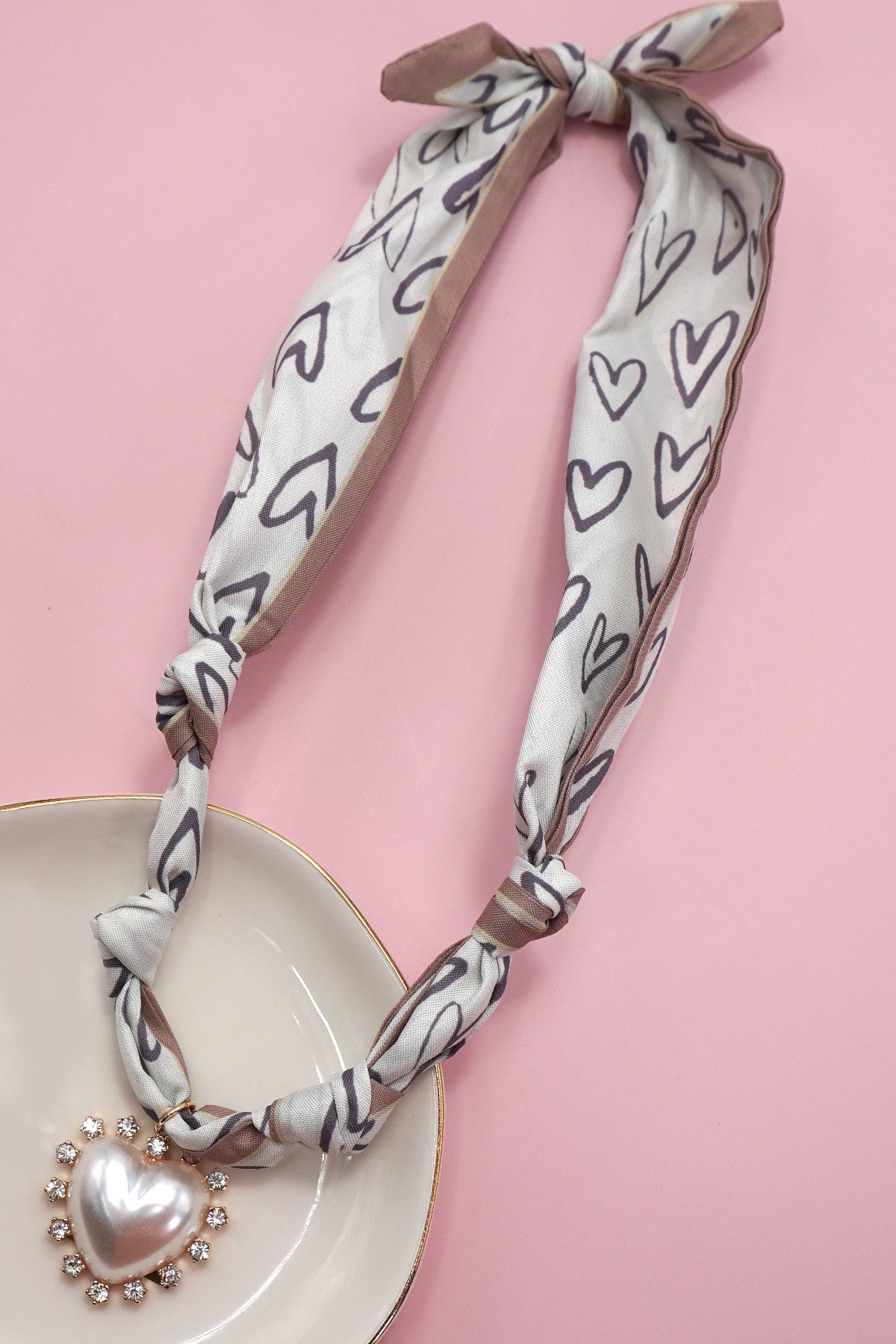 Gold Heart Scarf Necklace