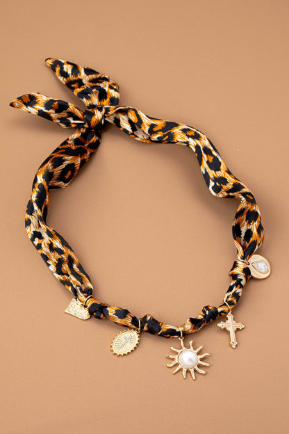 Leopard Print Gold Charm Necklace