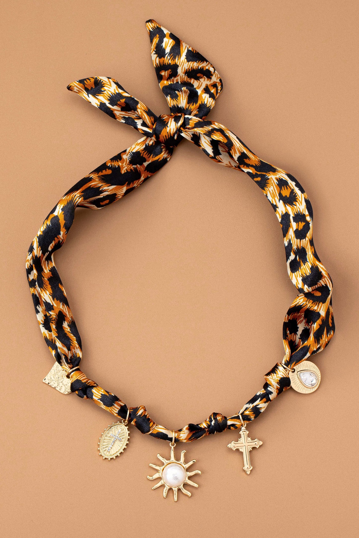 Leopard Print Gold Charm Necklace