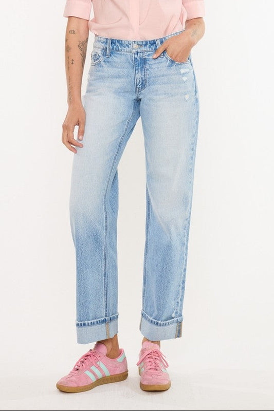 Low Rise Straight Leg Light Washed Denim